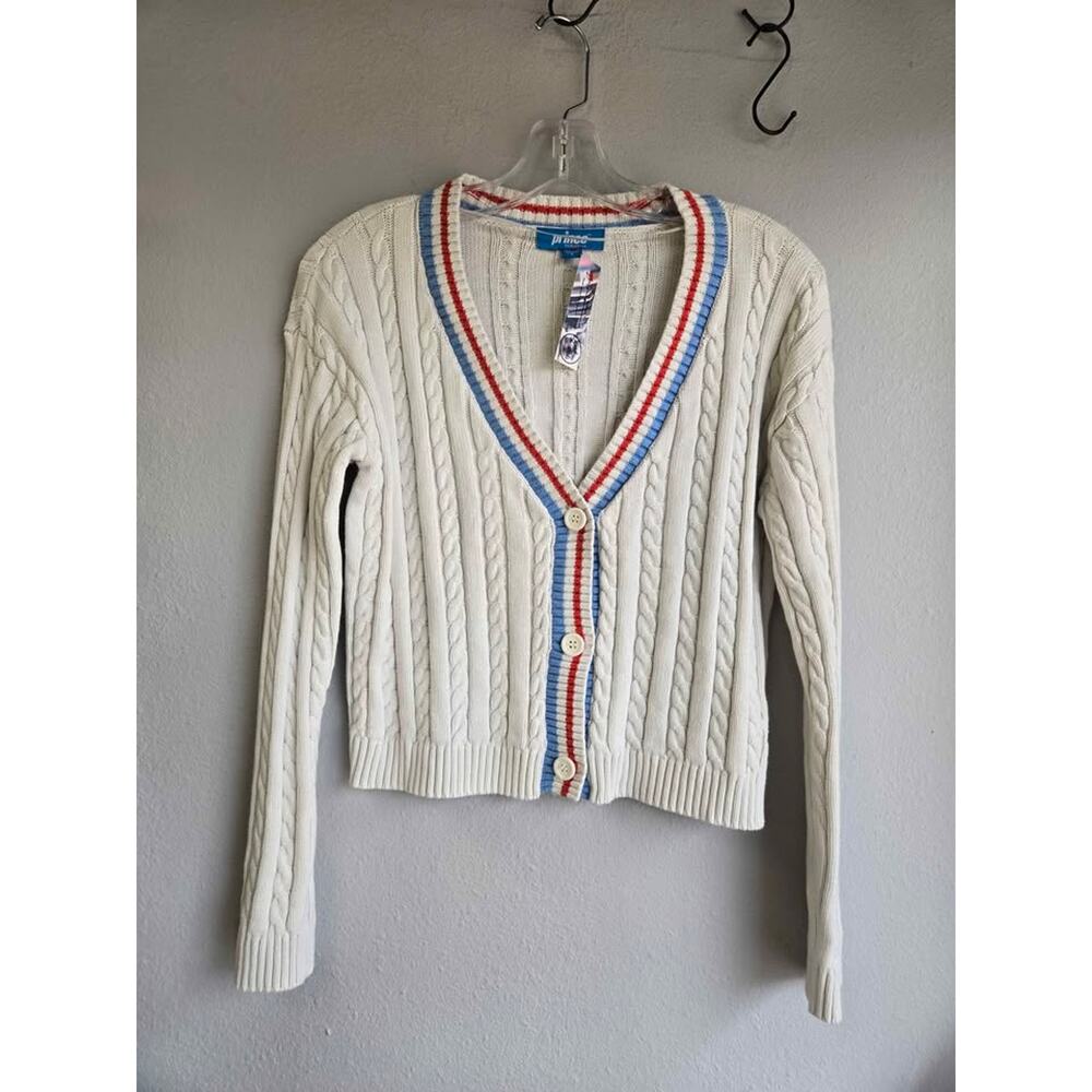 Prince Pickelball Cable Knit Sweater‎ Cardigan - Women's Small